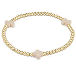 enewton Off White Signature Cross Gold Pattern 3mm Bead Bracelet, available at Be Charmed