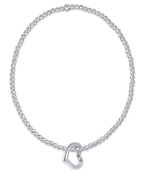 enewton sterling silver 2 mm bead bracelet featuring a small LOVE heart charm, stretch‑fit and stackable. Available at Be Charmed.