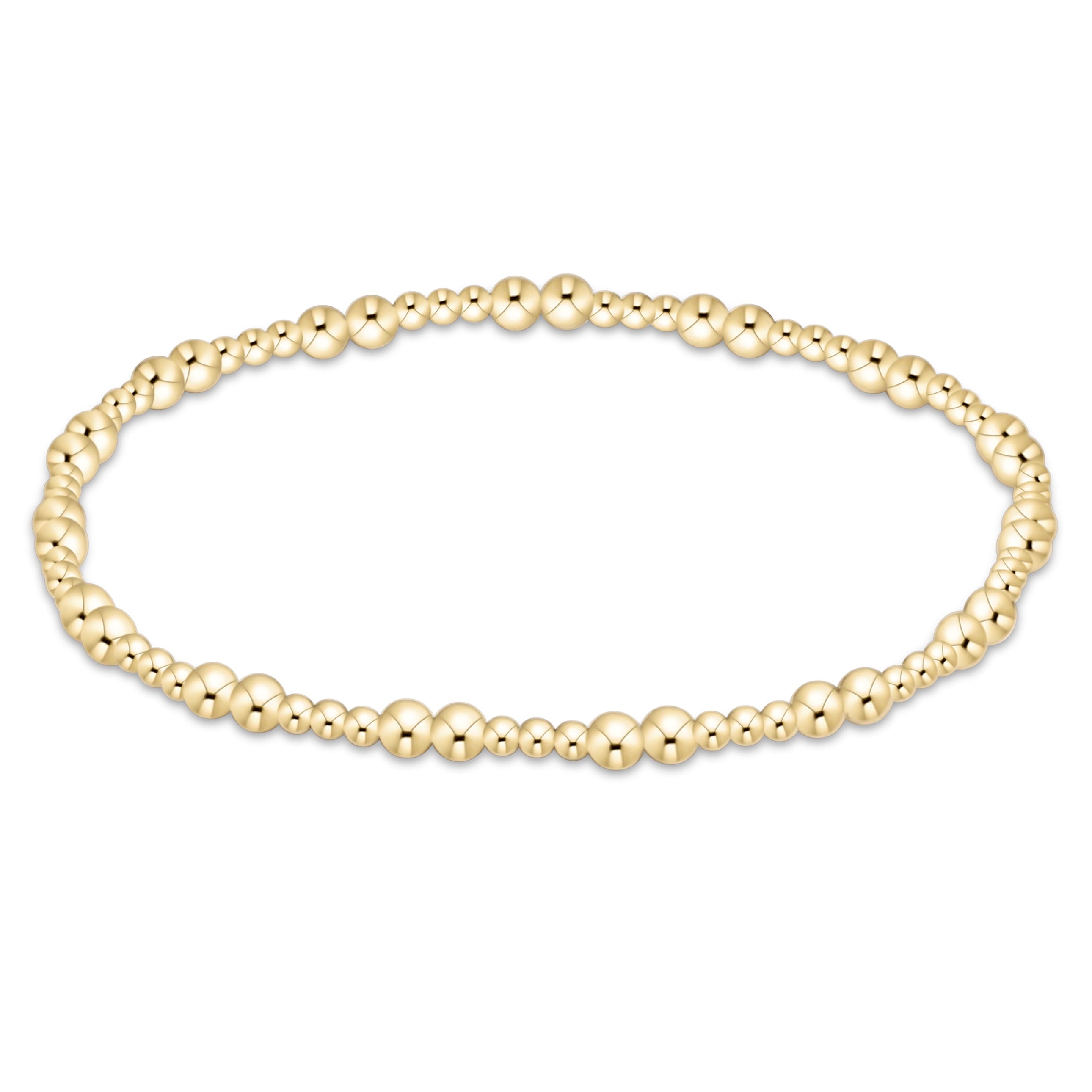 enewton 3mm Together Gold Bracelet featuring 14kt gold-filled beads in a mixed-size pattern, available at Be Charmed