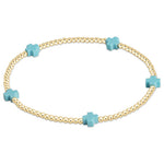 enewton Turquoise Signature Cross Small Gold 2mm Bead Bracelet, available at Be Charmed