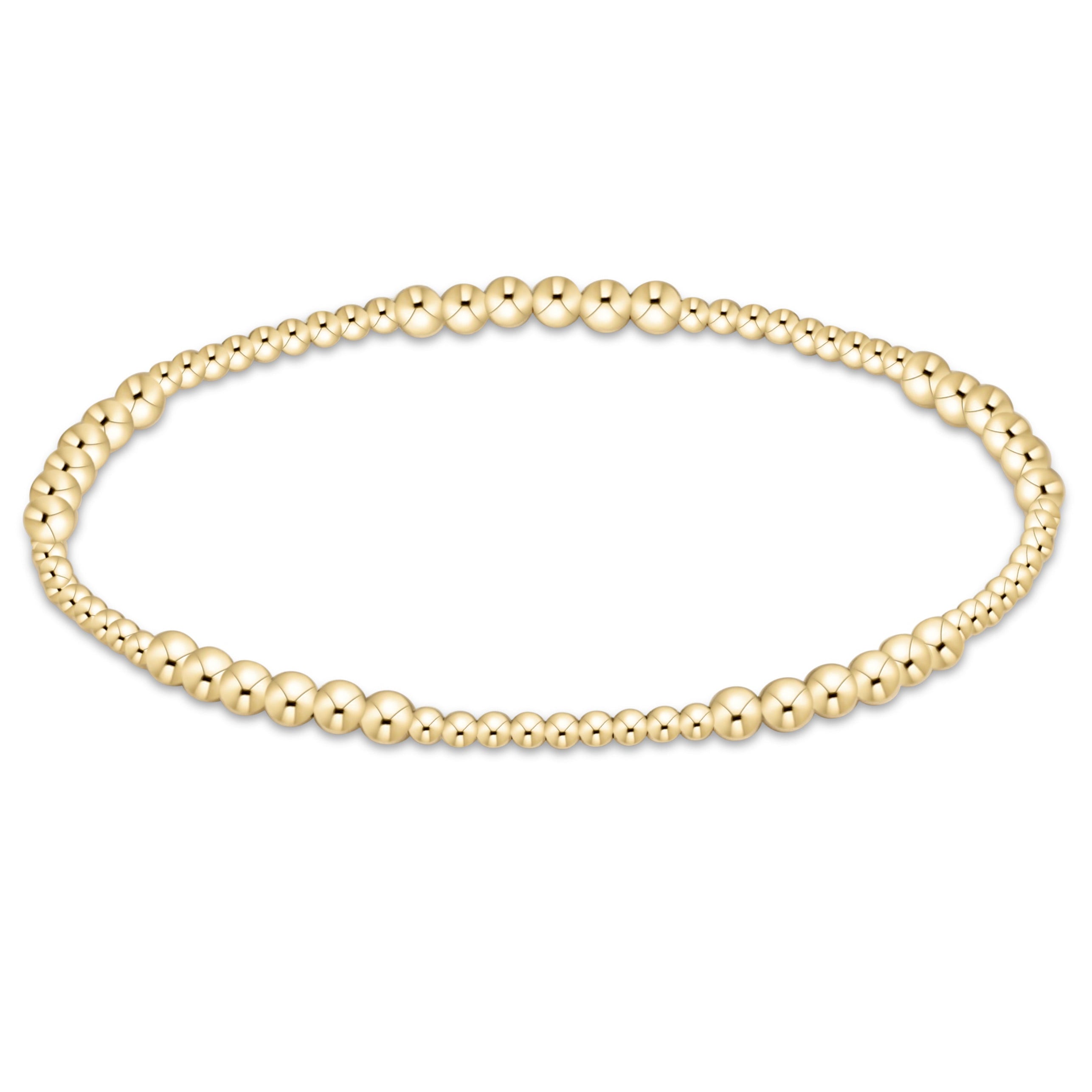 enewton Blissful gold bracelet featuring 3mm 14kt gold-filled beads on high-performance elastic, available at Be Charmed