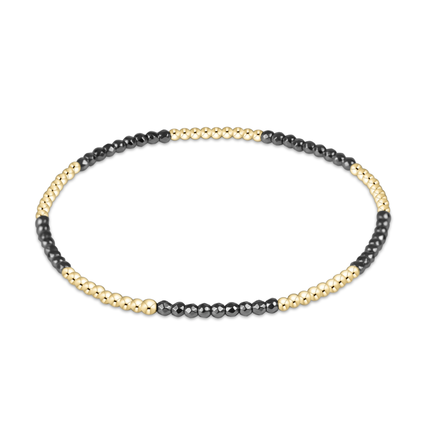 enewton Blissful Pattern 2mm Silver Faceted Hematite Bead Bracelet – elegant and stackable layering bracelet. Available at Be Charmed.