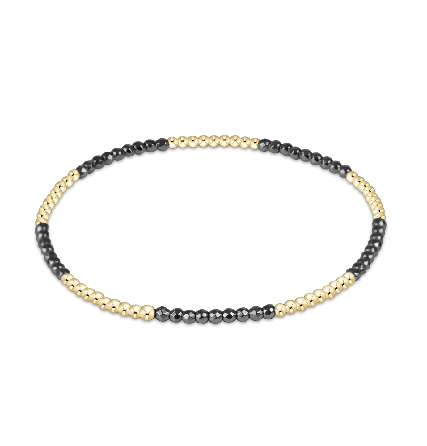 enewton Blissful Pattern 2mm Silver Faceted Hematite Bead Bracelet – elegant and stackable layering bracelet. Available at Be Charmed.