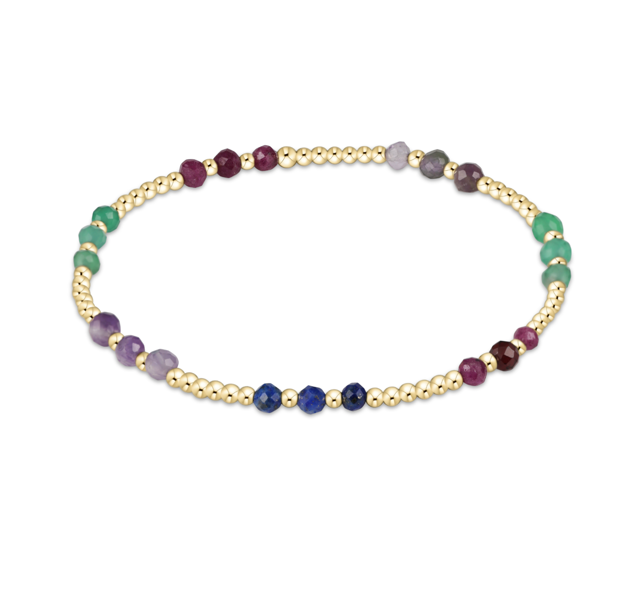 enewton Gemstone Gold Joy Pattern 3mm Bead Bracelet in Hot Mess 25—colorful gemstone stacking bracelet with gold accents. Available at Be Charmed