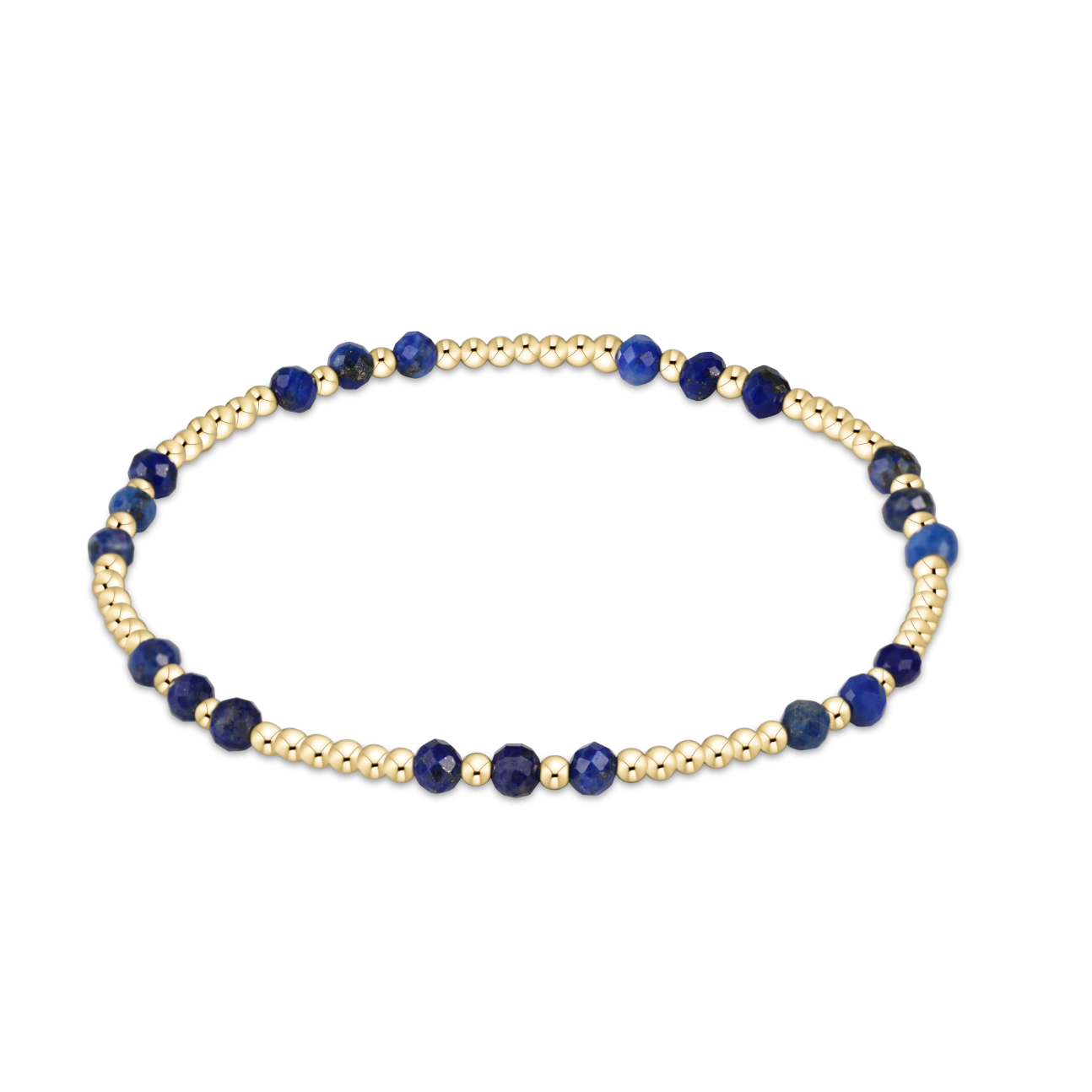 enewton Gemstone Gold Joy Pattern 3mm Bead Bracelet in Lapis—blue gemstone stacking bracelet with gold accents. Available at Be Charmed
