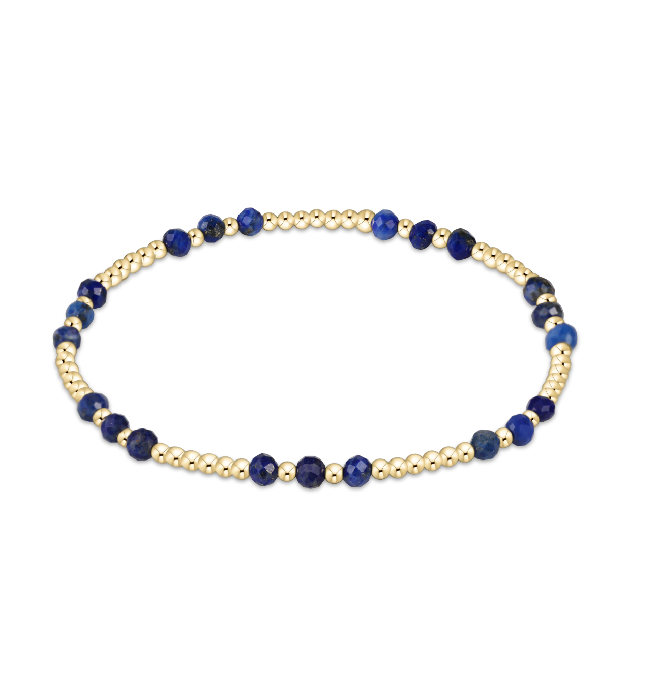 enewton Gemstone Gold Joy Pattern 3mm Bead Bracelet in Lapis—blue gemstone stacking bracelet with gold accents. Available at Be Charmed