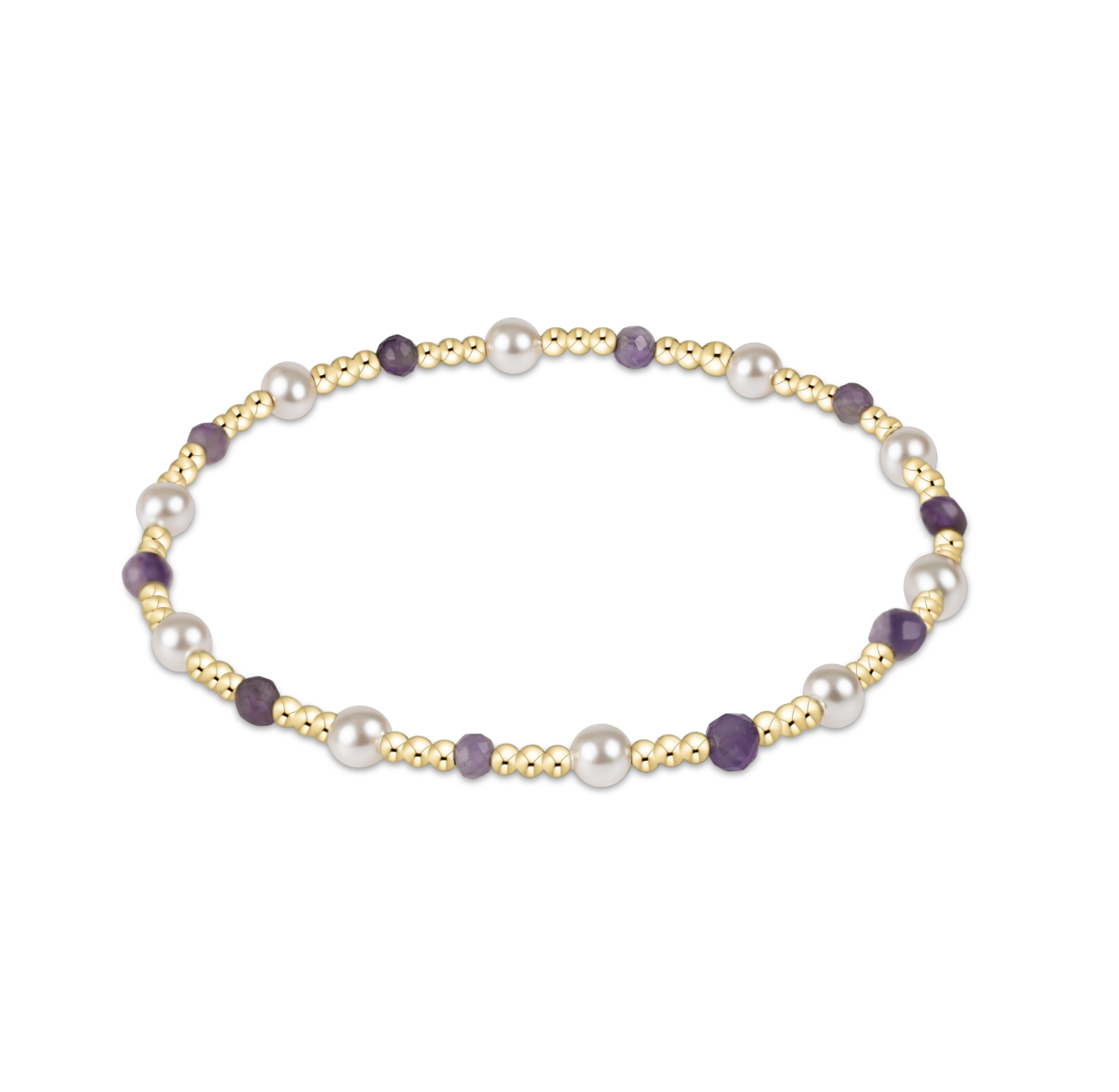 enewton Pearl Sincerity Pattern 4mm Bead Bracelet in Amethyst—gemstone stacking bracelet with pearl accents. Available at Be Charmed
