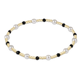 enewton Pearl Sincerity Pattern 4mm Bead Bracelet in Faceted Onyx—black gemstone stacking bracelet with pearl accents. Available at Be Charmed