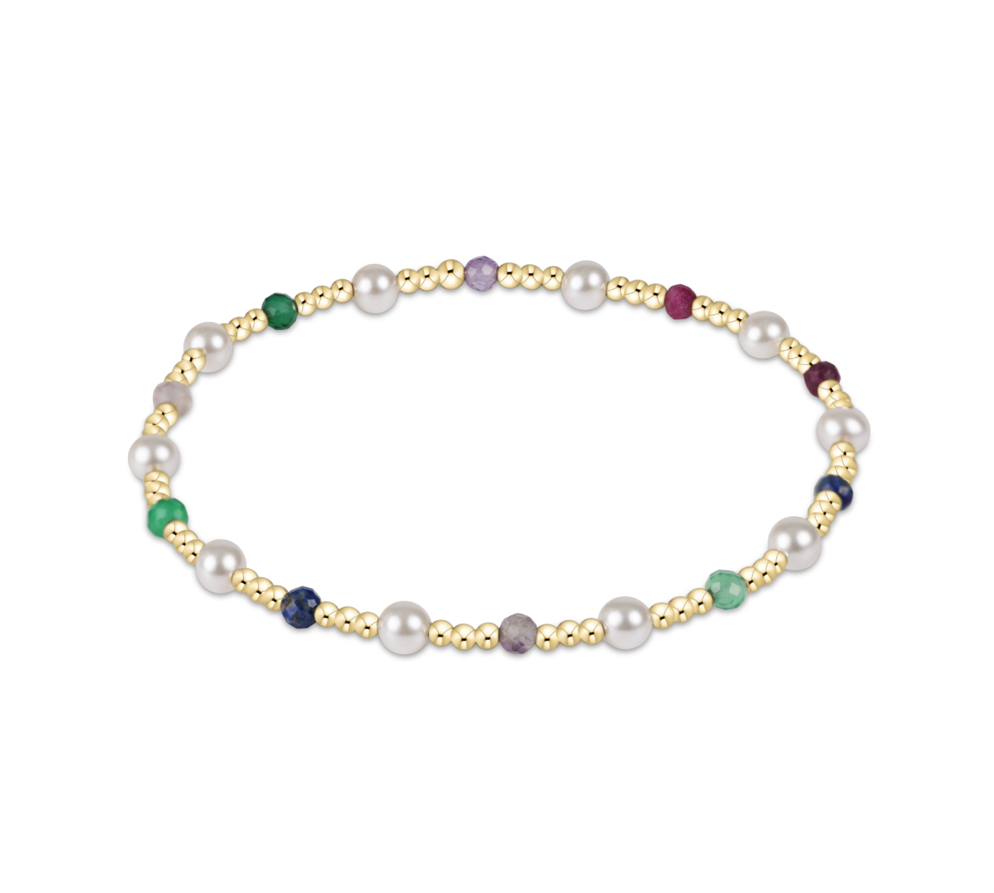 enewton Pearl Sincerity Pattern 4mm Bead Bracelet in Hot Mess—colorful stacking bracelet with pearl accents. Available at Be Charmed