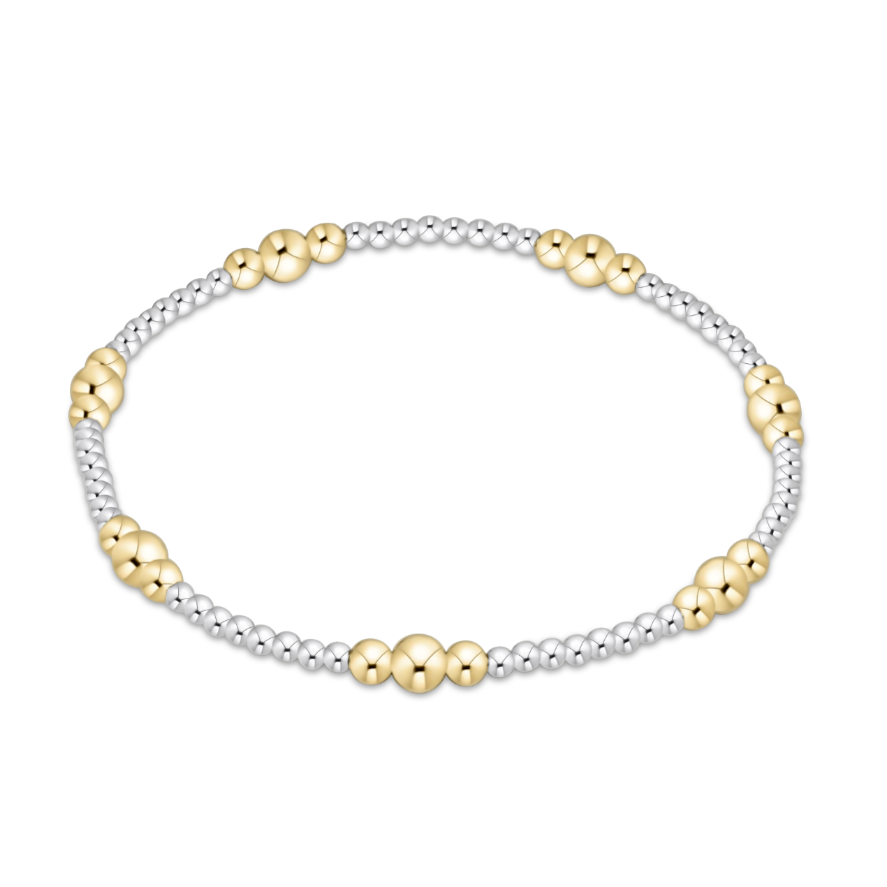 enewton Purpose Gold 4mm Mixed Metal Bracelet – 14k gold-filled and sterling silver bead bracelet, elegant and versatile. Available at Be Charmed.