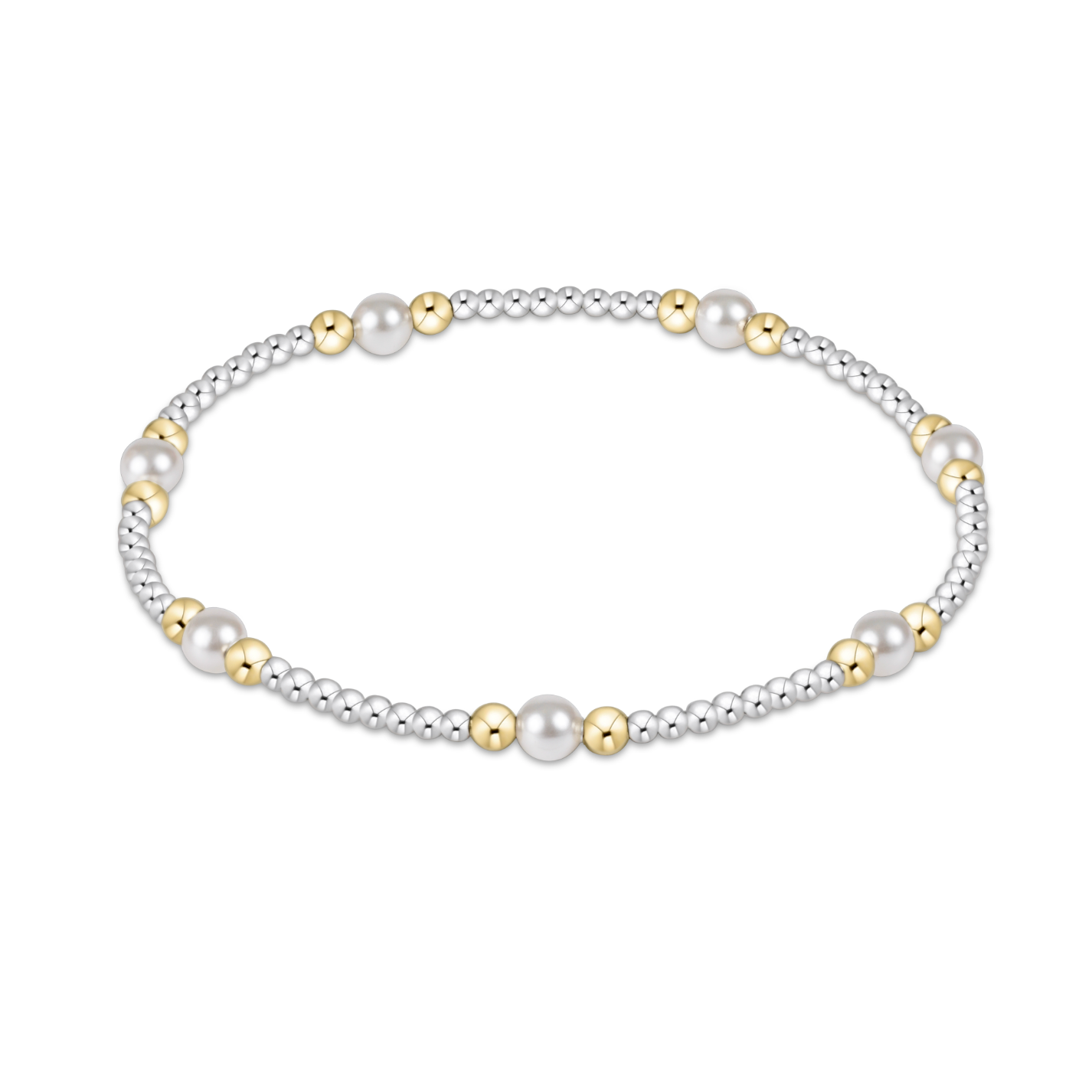 enewton Purpose Pearl 4mm Mixed Metal Bracelet – freshwater pearl bracelet with gold and silver bead accents. Available at Be Charmed.