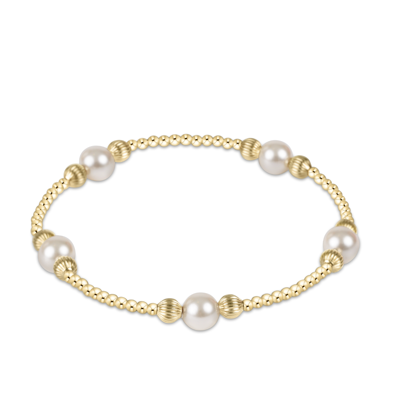 Enewton purpose dignity gold bracelet with pearls on a white background. Avaiable at Be Charmed