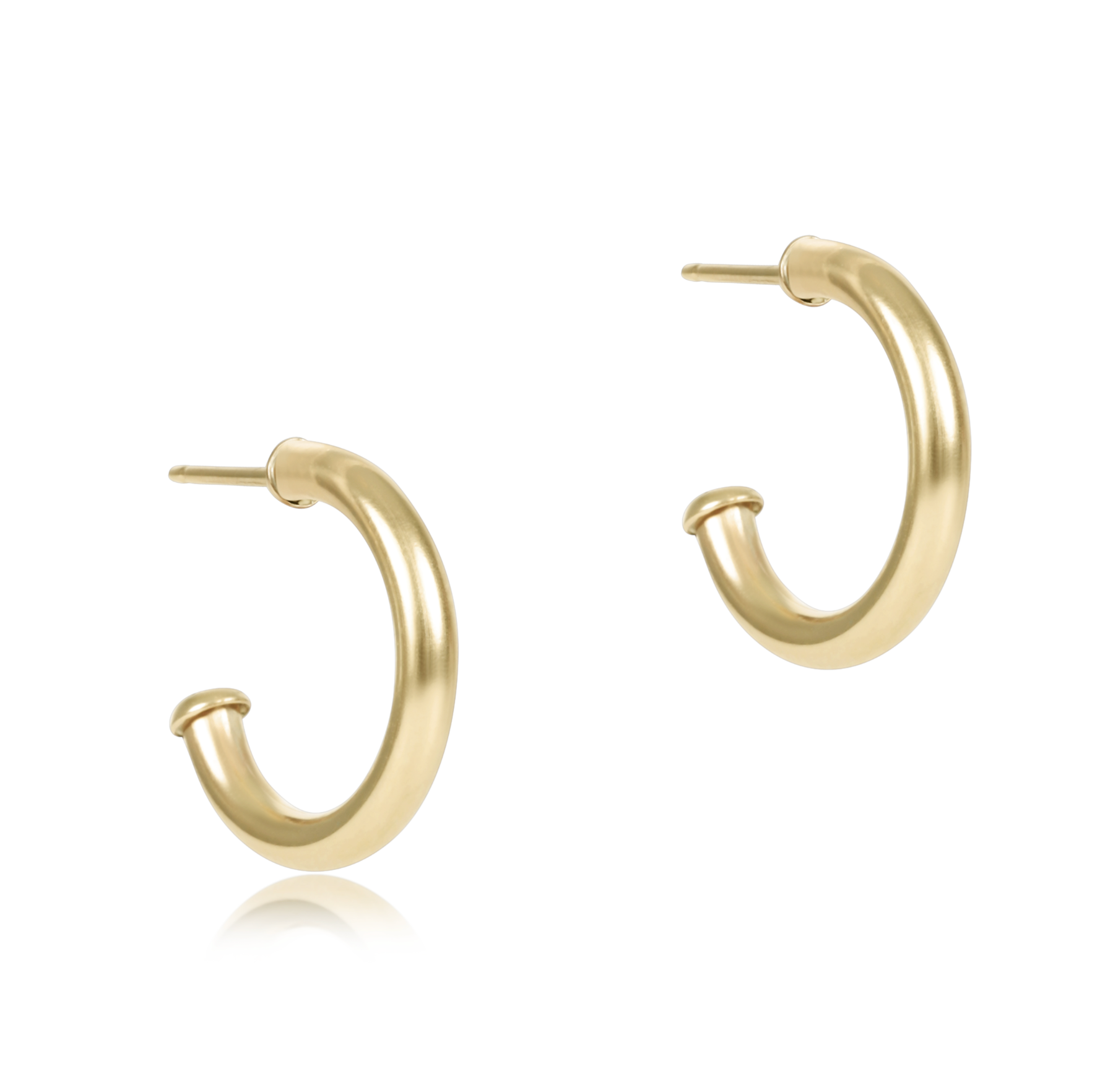 enewton Round Gold 0.5" Post Hoop Earrings – 2mm smooth gold hoops, classic and versatile. Available at Be Charmed.