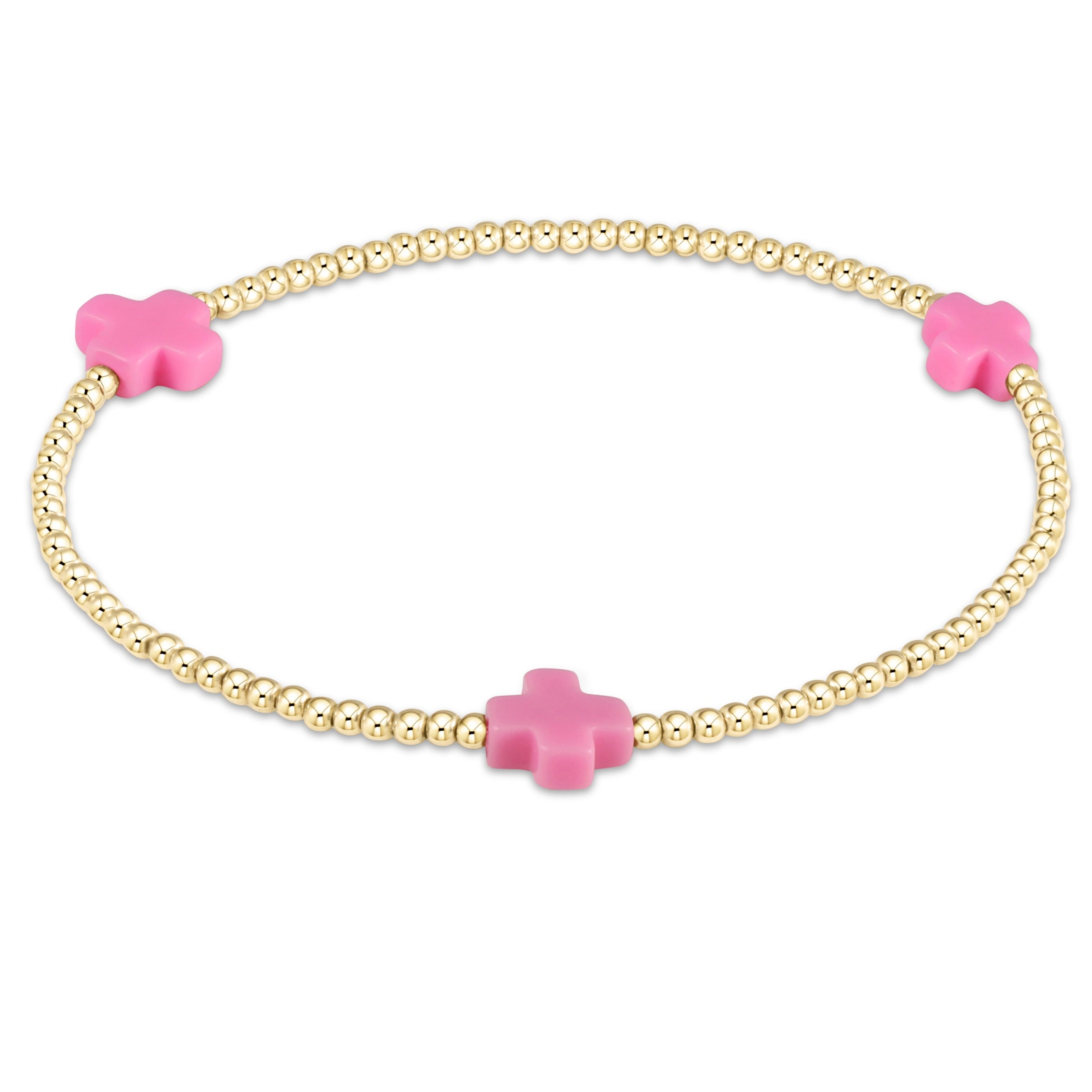 enewton bright pink Signature Cross 2 mm Gold Bracelet available at Be Charmed