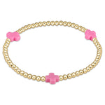 enewton - Bright pink Signature Cross 3 mm Gold Bracelet available at Be Charmed
