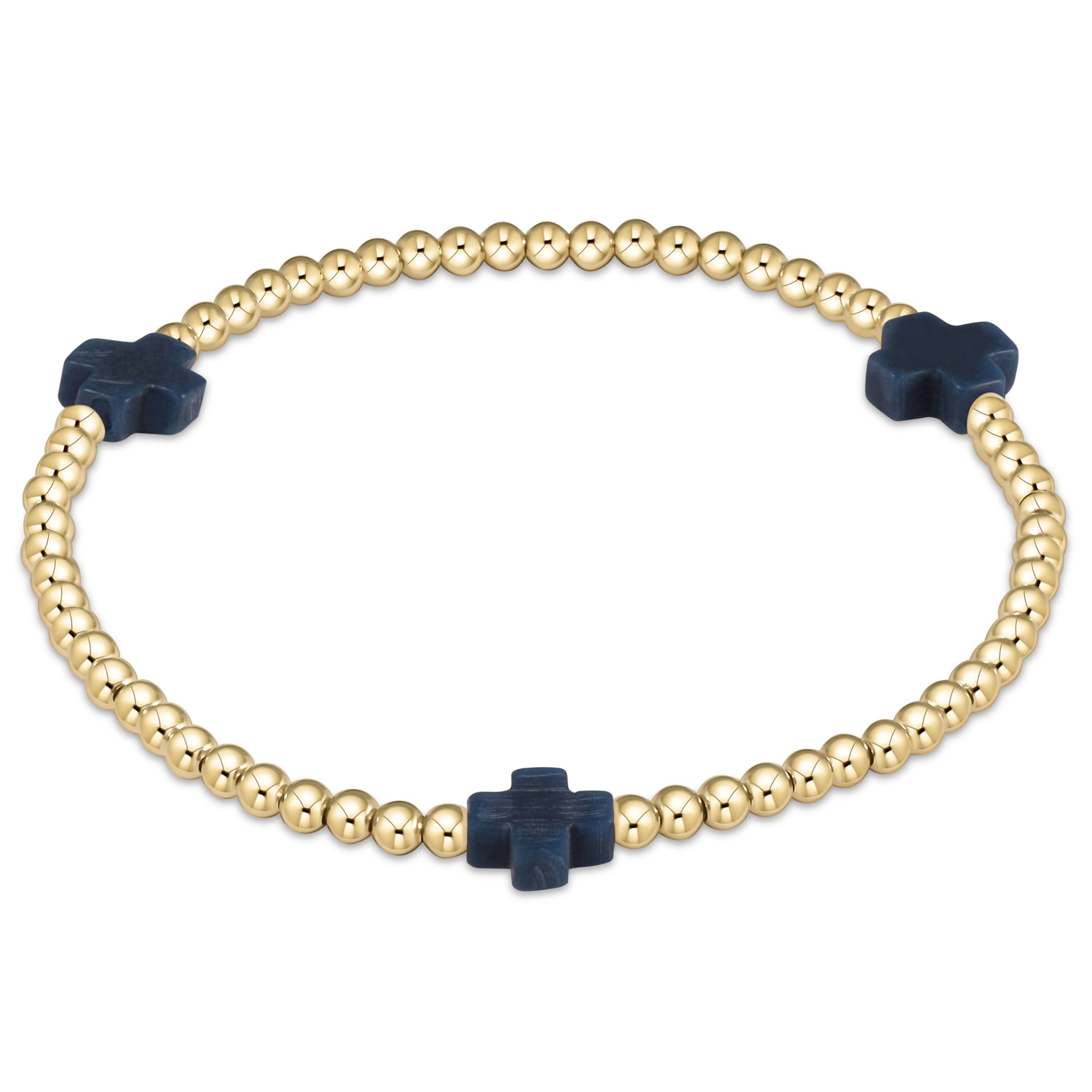 enewton - Navy Signature Cross 3 mm Gold Bracelet available at Be Charmed