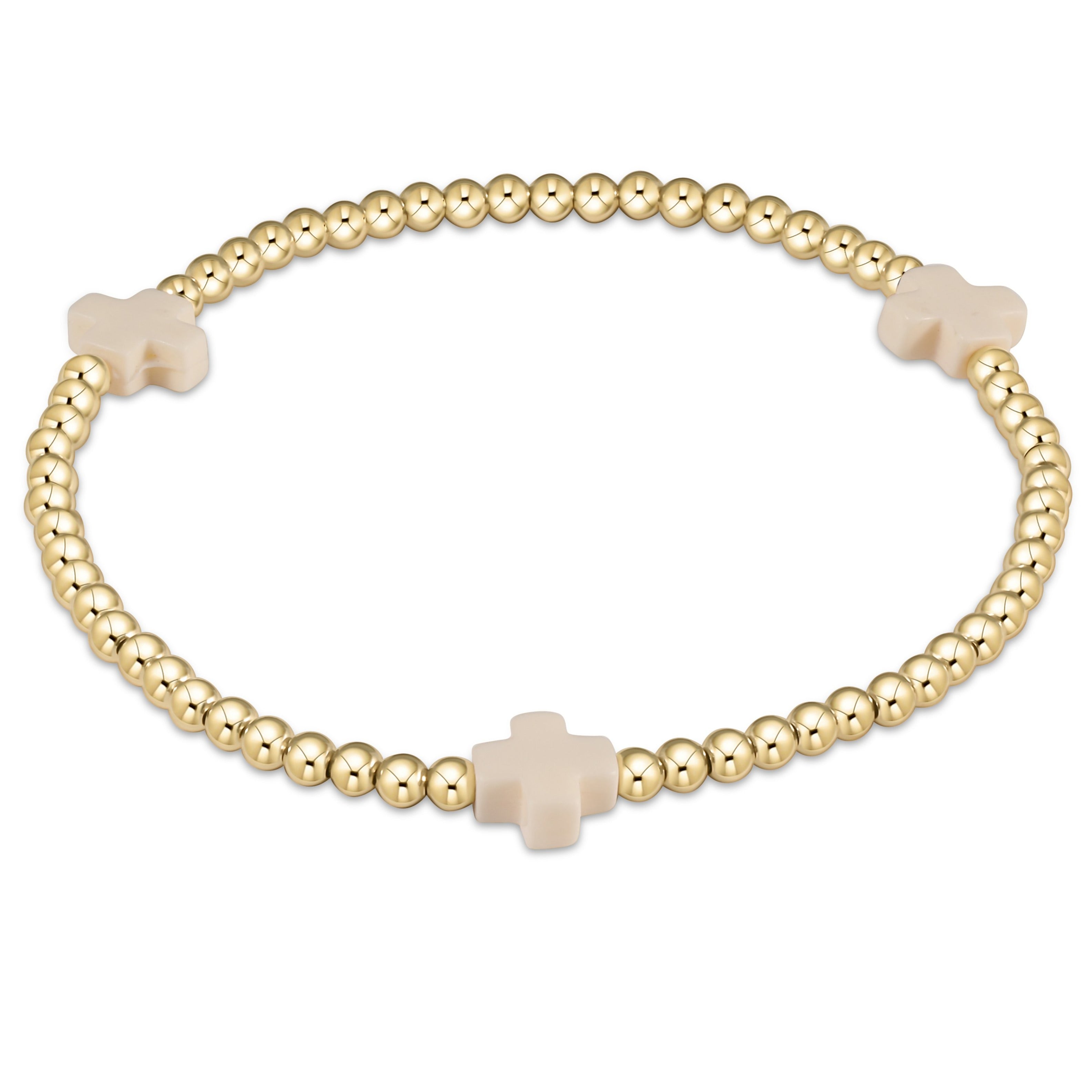 enewton - Off White Signature Cross 3 mm Gold Bracelet available at Be Charmed