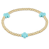 enewton - Turquoise Signature Cross 3 mm Gold Bracelet available at Be Charmed