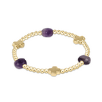 enewton Signature Cross Admire Gold Pattern 3mm Bead Bracelet in Amethyst—faith-inspired gemstone stacking bracelet with gold cross. Available at Be Charmed