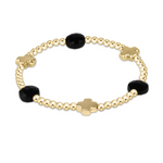 enewton Signature Cross Admire Gold Pattern 3mm Bead Bracelet in Faceted Onyx—faith-inspired black gemstone stacking bracelet with gold cross. Available at Be Charmed