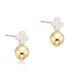 enewton Signature Cross Small Off-White Stud Earrings – classic gold-filled earrings with off-white cross design. Available at Be Charmed.