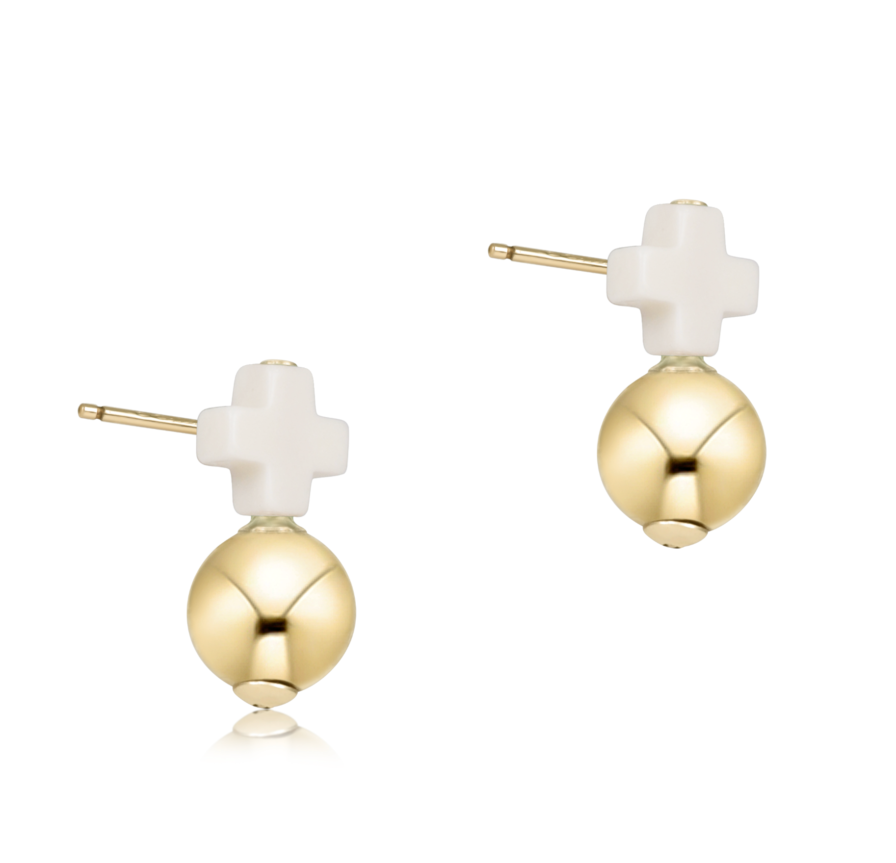 enewton Signature Cross Small Off-White Stud Earrings – classic gold-filled earrings with off-white cross design. Available at Be Charmed.