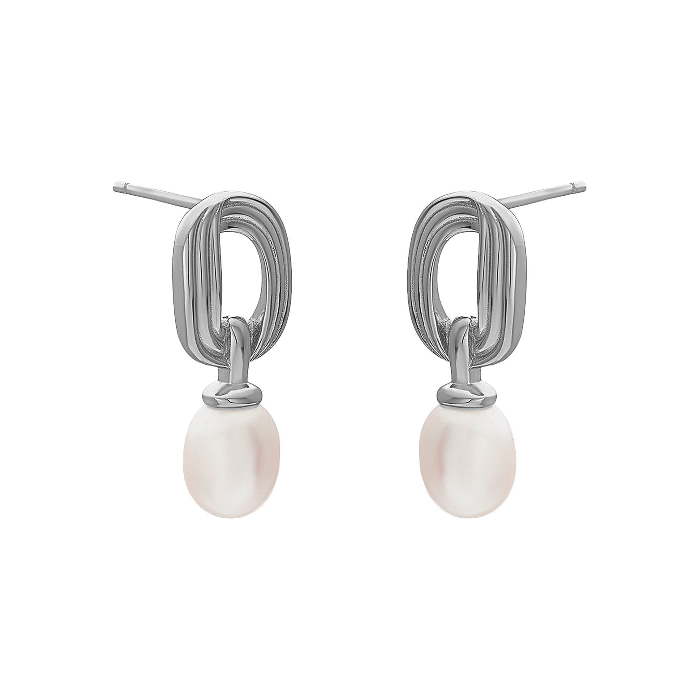 Silver FYB Carrie Pearl Earrings in sterling silver with baroque pearls – Available at Be Charmed