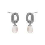Silver FYB Carrie Pearl Earrings in sterling silver with baroque pearls – Available at Be Charmed