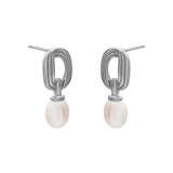 Silver FYB Carrie Pearl Earrings in sterling silver with baroque pearls – Available at Be Charmed