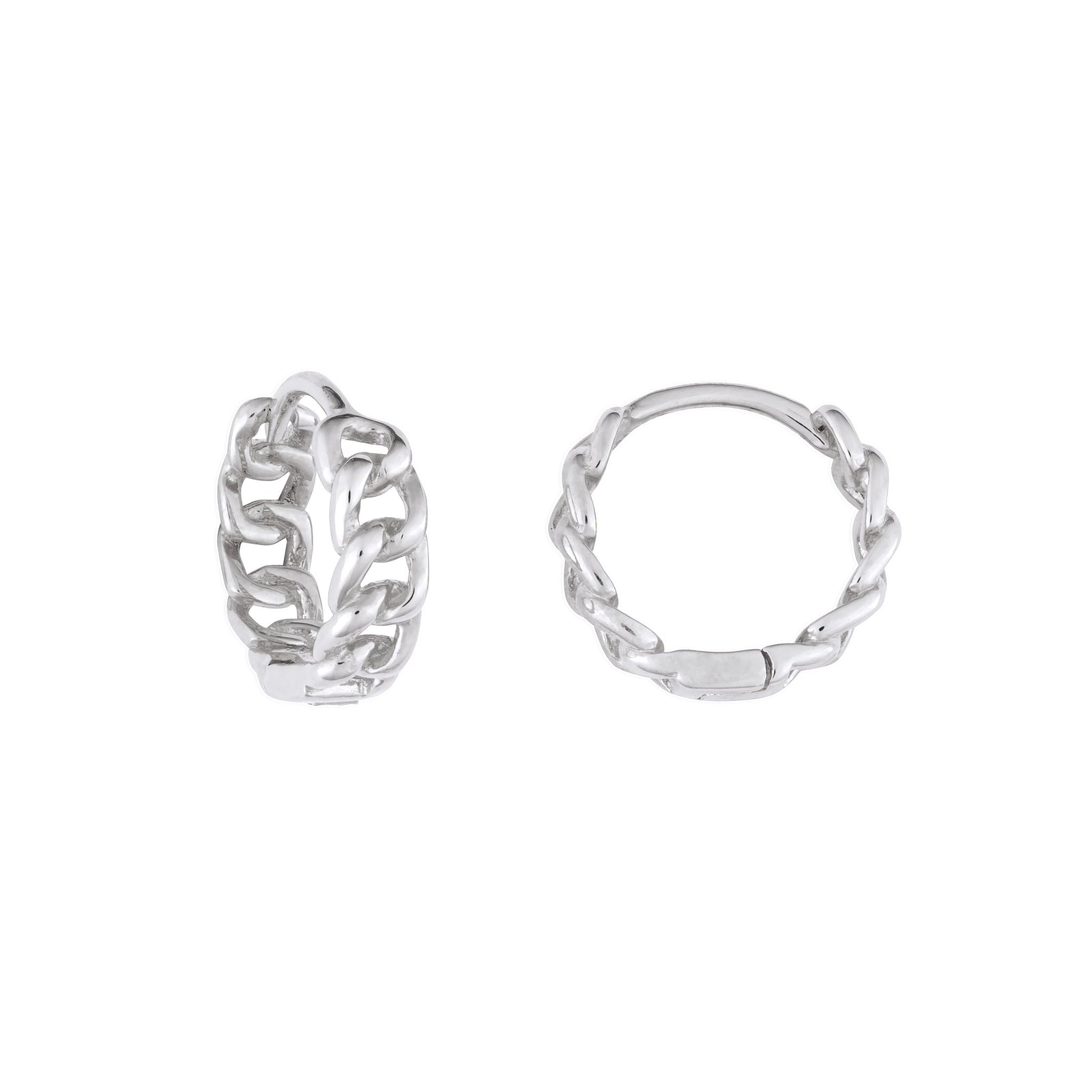 Silver fyb Corinne Huggie Earrings in sterling silver with a delicate, textured finish. Lightweight hoops perfect for layering or everyday wear. Available at Be Charmed.