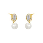 FYB Portia Pearl Earrings in 18k gold-plated sterling silver – Available at Be Charmed