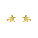 Gold fyb Petite Starfish Stud Earrings in 18k gold-plated sterling silver with cubic zirconia. Dainty coastal-inspired studs. Available at Be Charmed.