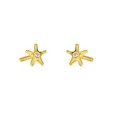 Gold fyb Petite Starfish Stud Earrings in 18k gold-plated sterling silver with cubic zirconia. Dainty coastal-inspired studs. Available at Be Charmed.