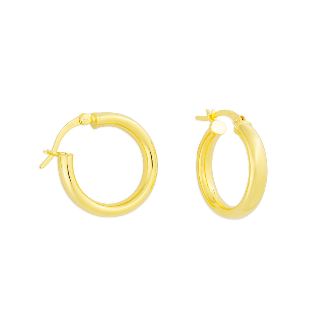 FYB Isla Hoops in polished 18k gold-plated  finish. Available at Be Charmed.