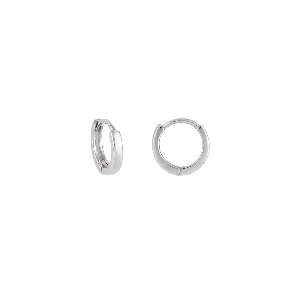 Silver fyb Petite Chloe Huggie Earrings crafted in 18k gold-plated sterling silver with sparkling CZ accents. Dainty hoops for stacking or solo wear. Available at Be Charmed.
