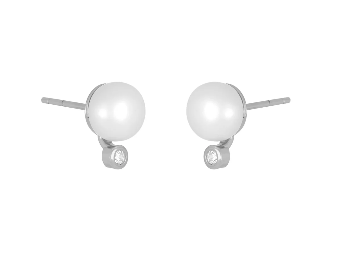 fyb Silver Isadore Pearl Studs