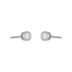 Silver fyb Marisol Bezel Stud Earrings in 3MM size, featuring bezel-set cubic zirconia in gold vermeil. Dainty, elegant studs perfect for layering. Available at Be Charmed.