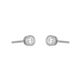 Silver fyb Marisol Bezel Stud Earrings in 3MM size, featuring bezel-set cubic zirconia in gold vermeil. Dainty, elegant studs perfect for layering. Available at Be Charmed.