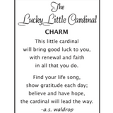 Ganz The Lucky Little Cardinal charm, detailed red enameled metal pocket token with story card available at Be Charmed