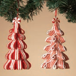 Gerson 4.5" Holiday Peppermint Ribbon Candy Tree Ornament – whimsical candy-inspired Christmas decoration. Available at Be Charmed.