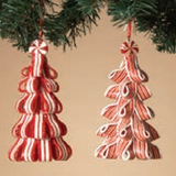 Gerson 4.5" Holiday Peppermint Ribbon Candy Tree Ornament – whimsical candy-inspired Christmas decoration. Available at Be Charmed.