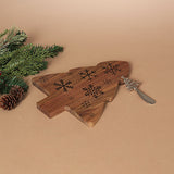 Gerson 10" Snowflakes Wood Tree Shape Board with Spreader – holiday serving board for entertaining. Available at Be Charmed.