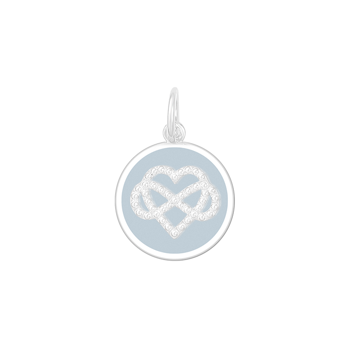 Lola pale grey grandmother and granddaughter silver pendant symbolizing love, family, and connection by Be Charmed. Available at Be Charmed