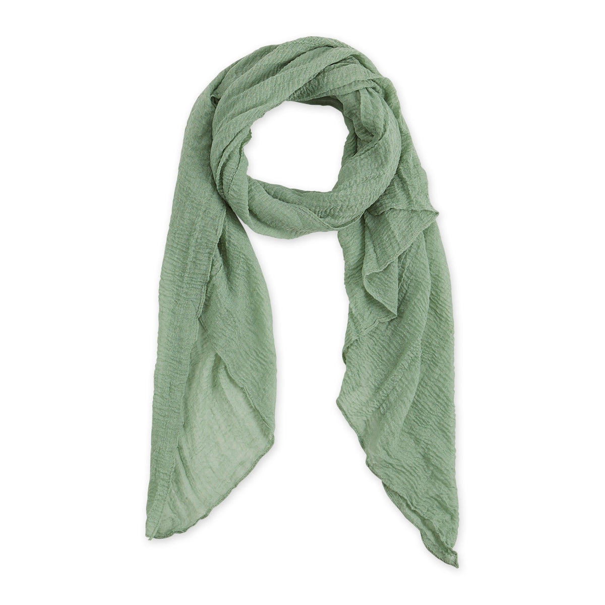 Sage insect shield scarf on a white background. Available at Be Charmed