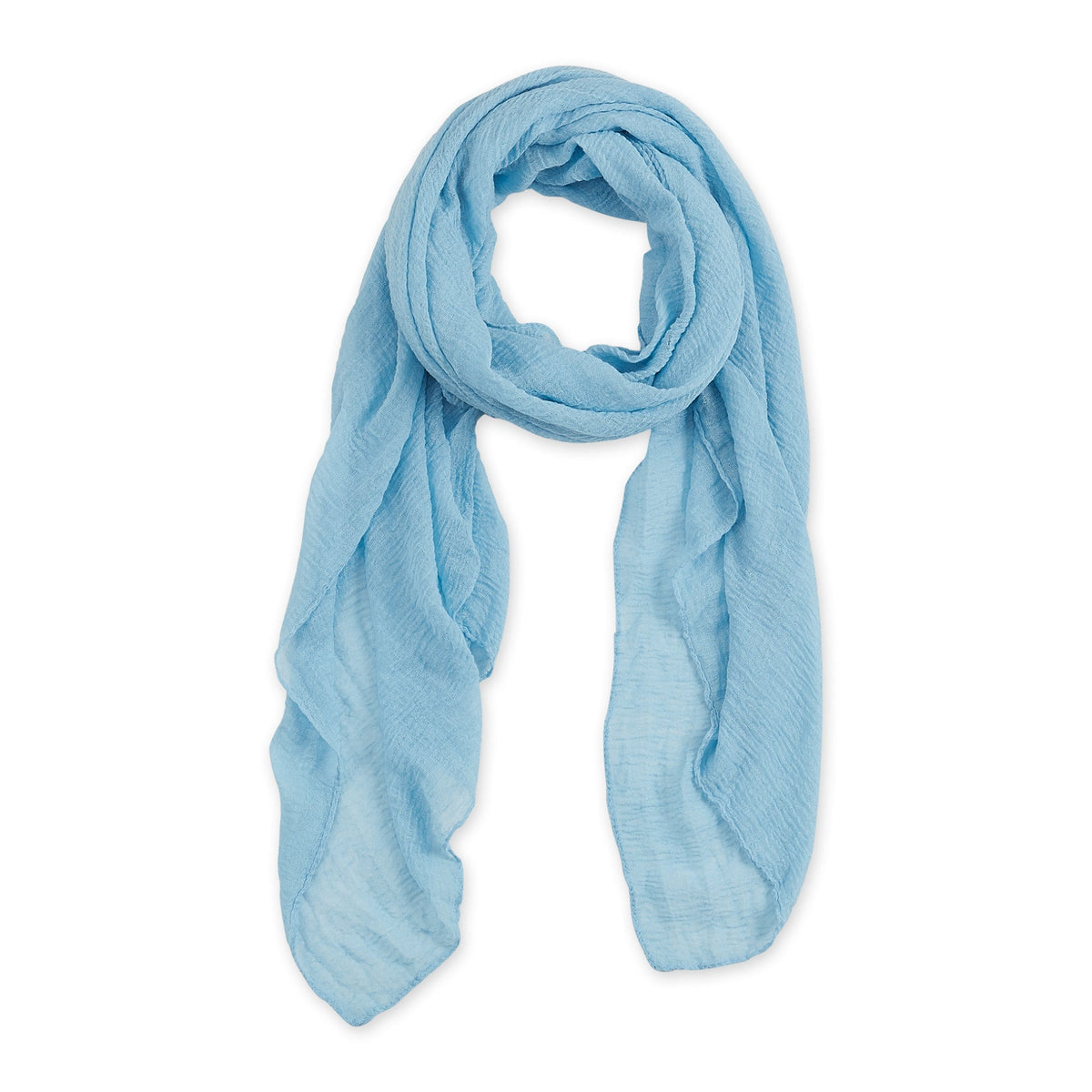 Light blue insect shield scarf on a white background. Available at Be Charmed
