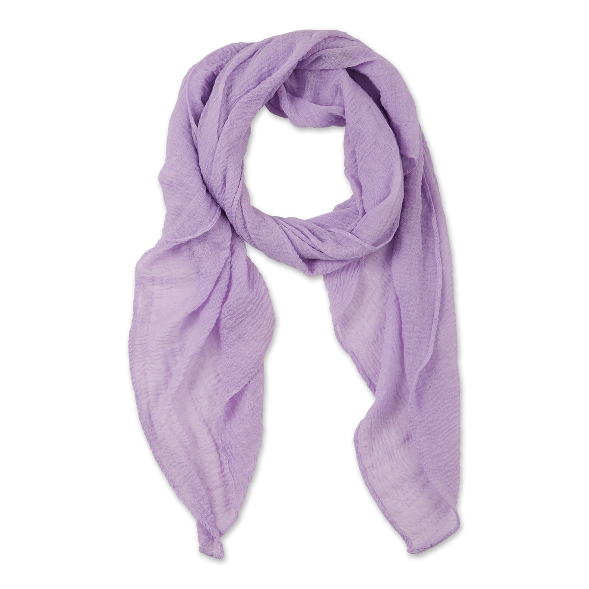 Lavender insect shield scarf on a white background. Available at Be Charmed