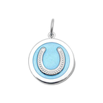Lola Light Blue Horseshoe Silver Pendant