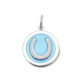 Lola Light Blue Horseshoe Silver Pendant