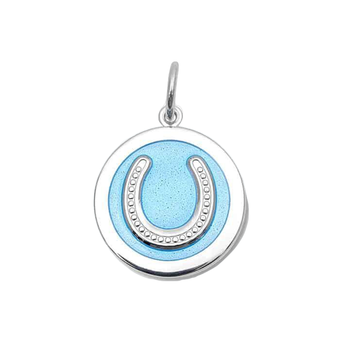 Lola Light Blue Horseshoe Silver Pendant