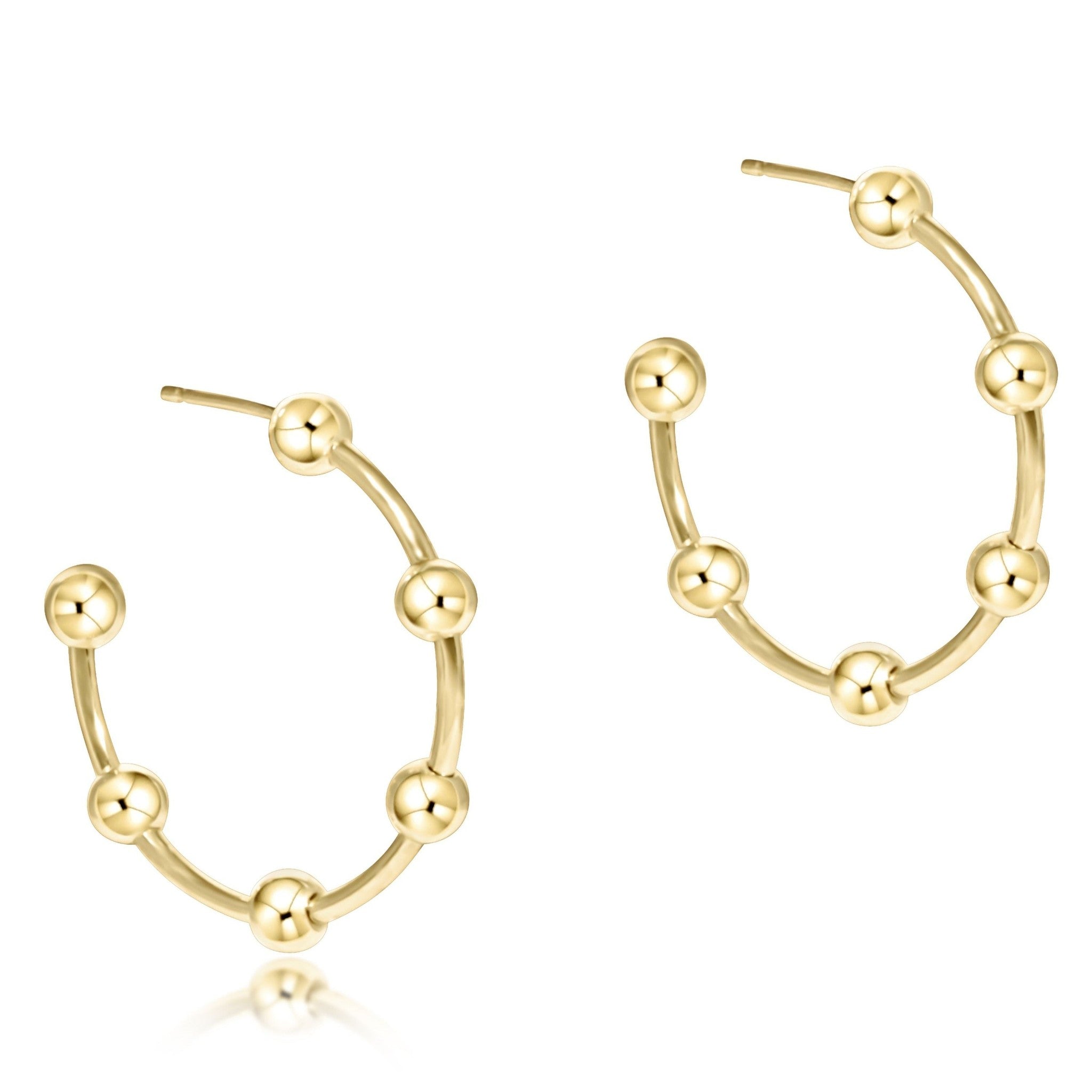 enewton Beaded Simplicity 1" Post Hoop 4mm Gold